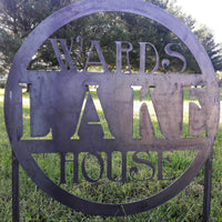 Thumbnail for Metal Planter Sign - Personalized Metal Lake House Address with Stakes