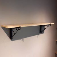 Thumbnail for These metal shelf brackets are a contemporary design and fit standard lumber sizes