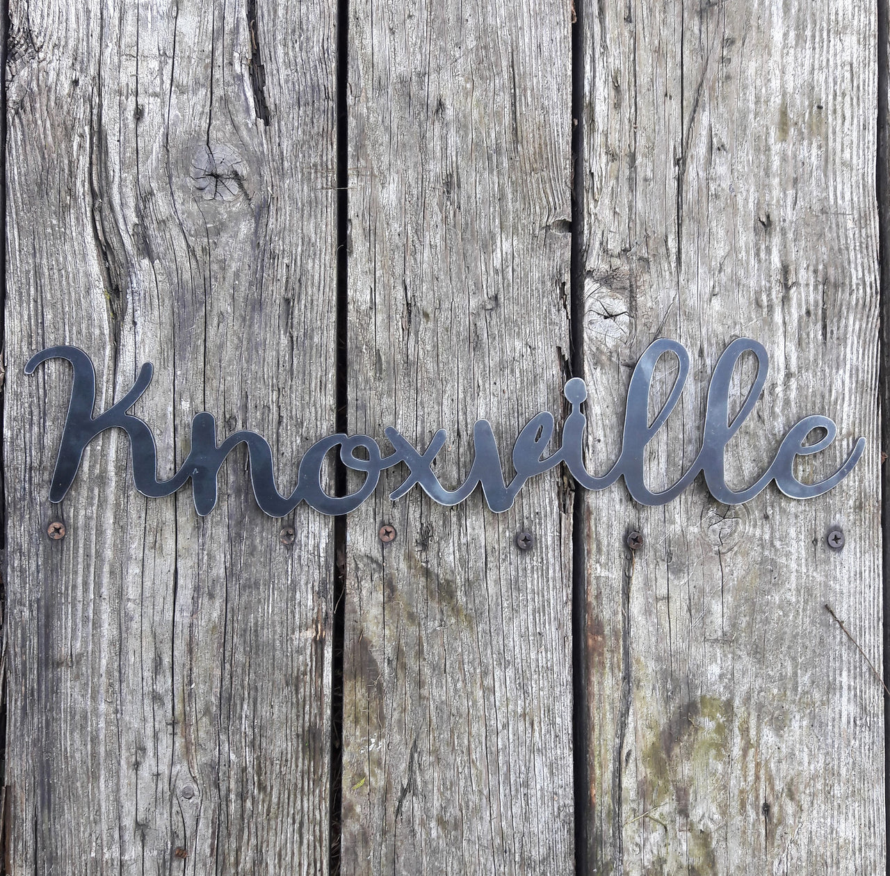 Metal Knoxville Sign - Cursive Word Wall Decor - Tennessee Art