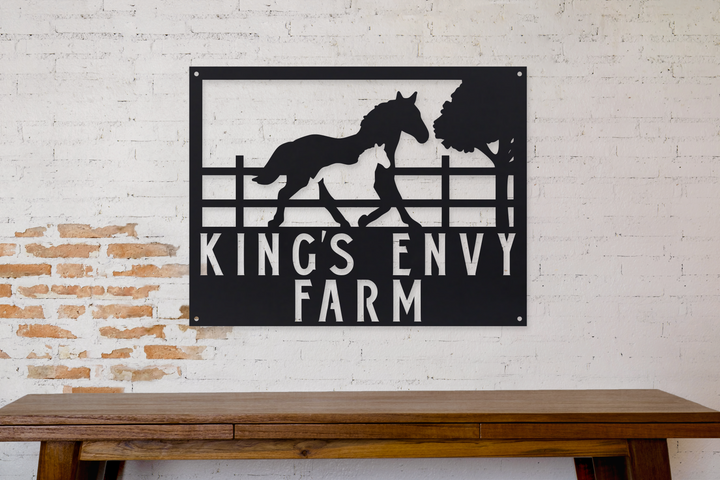 Personalized Metal Horse and Filly Farmhouse Signs