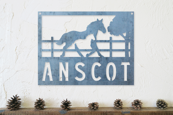 Personalized Metal Horse and Filly Farmhouse Signs