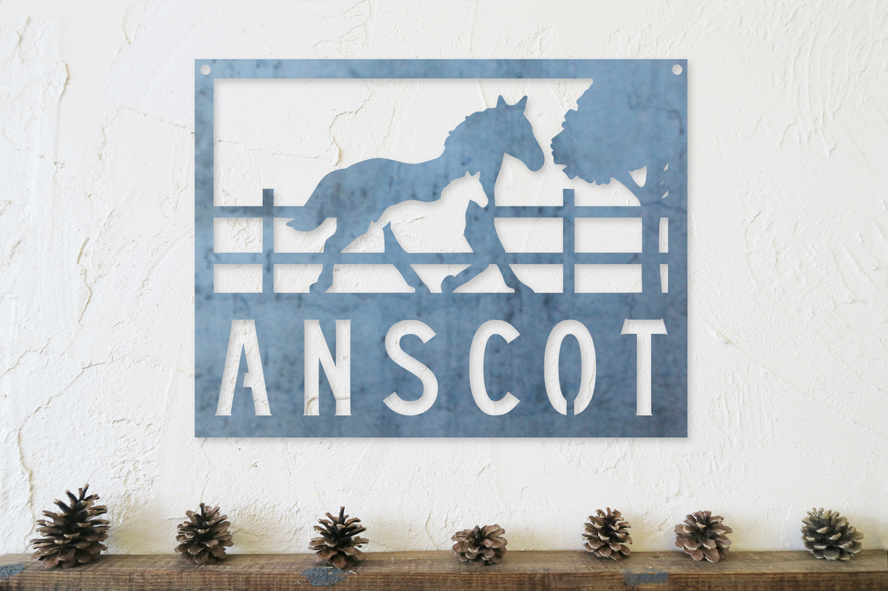 Personalized Metal Horse and Filly Sign - Equestrian - Stables - Western - Horse Lovers Gift