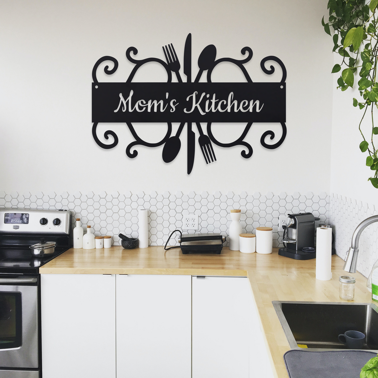 Mom's Kitchen Metal Sign - Custom Metal Kitchen Wall Art - Personalized Rustic Farmhouse Decor