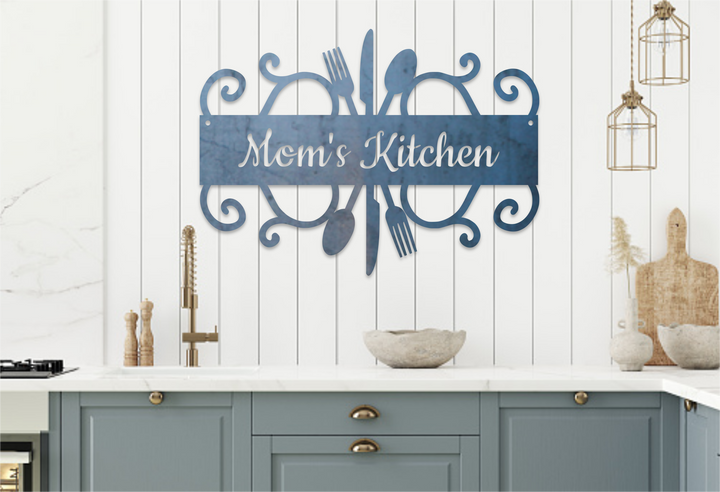 Mom's Kitchen Metal Sign - Custom Metal Kitchen Wall Art - Personalized Rustic Farmhouse Decor