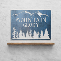 Thumbnail for Personalized Metal Mountain Sign - Cabin, Tree House, Clubhouse Wall Art - Mountains, Pine Trees