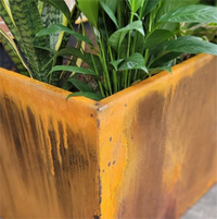 Thumbnail for Metal Trough Planter - Extra Large Rectangular Planter - Perennial Planter Pot - Raw Steel Will Develop Natural Rust Patina - Minimalist