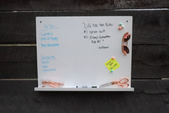 Magnetic Dry Erase Board with Marker Tray - White Board - Motivational/Inspirational Quotes - Work From Home Office Decor - 36" x 24"