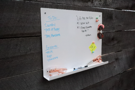 Magnetic Dry Erase Board with Marker Tray - White Board - Motivational/Inspirational Quotes - Work From Home Office Decor - 36" x 24"